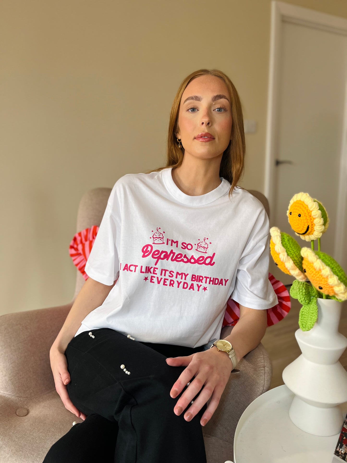 I'M SO DEPRESSED BOYFRIEND FIT TEE