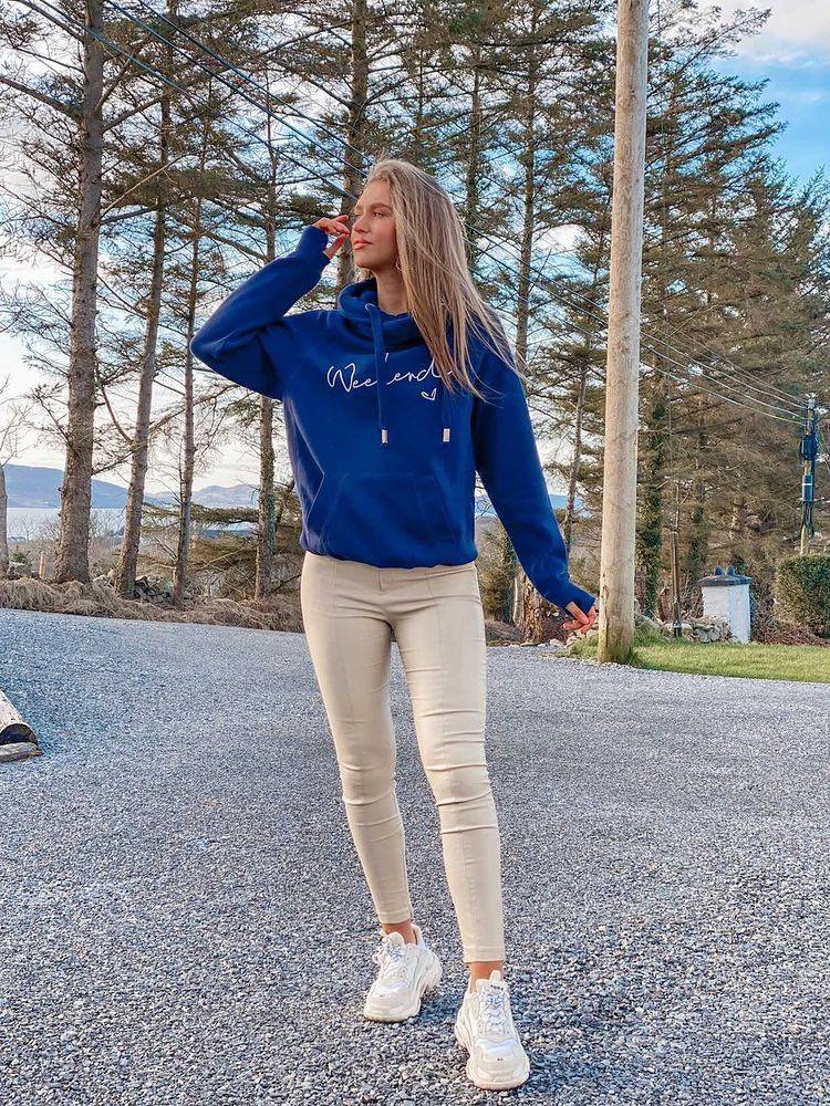 WEEKEND CROSS NECK HOODIE-ThePaperPress