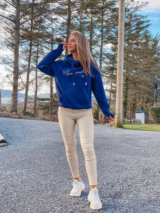 WEEKEND CROSS NECK HOODIE-ThePaperPress