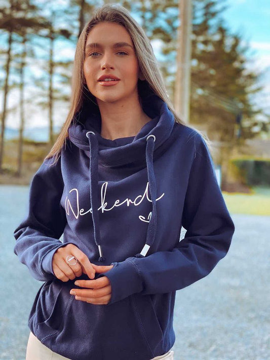 WEEKEND CROSS NECK HOODIE-ThePaperPress