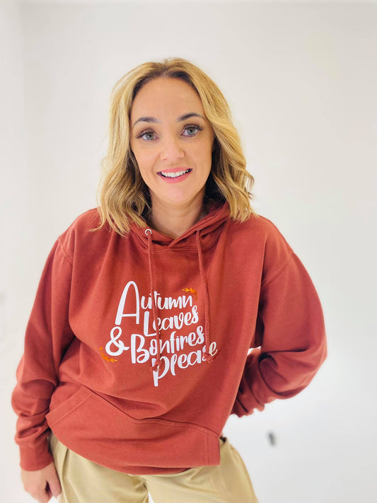 AUTUMN LEAVES & BONFIRES PLEASE HOODIE-ThePaperPress