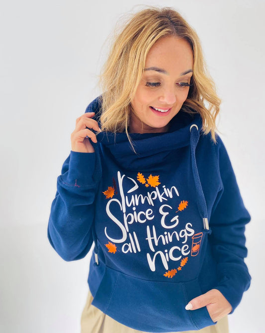 PUMPKIN SPICE & ALL THINGS NICE CROSS NECK HOODIE