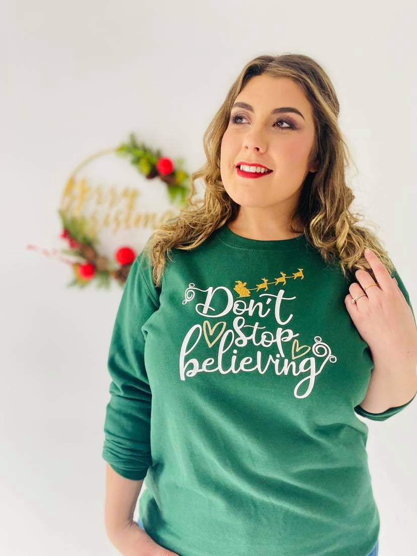 DON'T STOP BELIEVING CHRISTMAS SWEATER-ThePaperPress