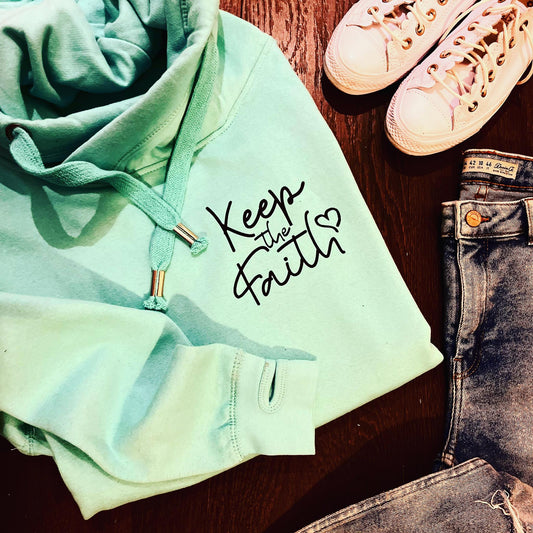 KEEP THE FAITH CROSS NECK HOODIE-ThePaperPress