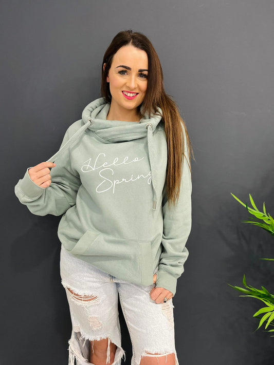 HELLO SPRING CROSS NECK HOODIE