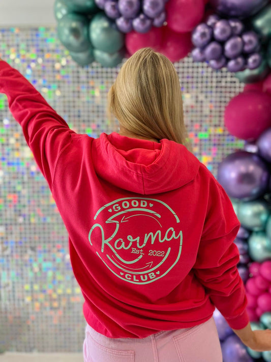 GOOD KARMA CLUB REVERSE PRINT HOODIE (NEW COLOUR!)