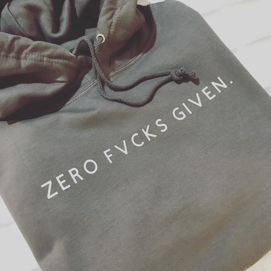 ZERO FVCKS SLOGAN HOODIE-ThePaperPress