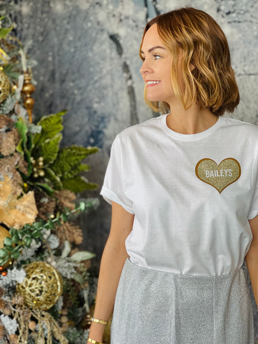 BAILEYS CHRISTMAS GLITTER HEART TEE