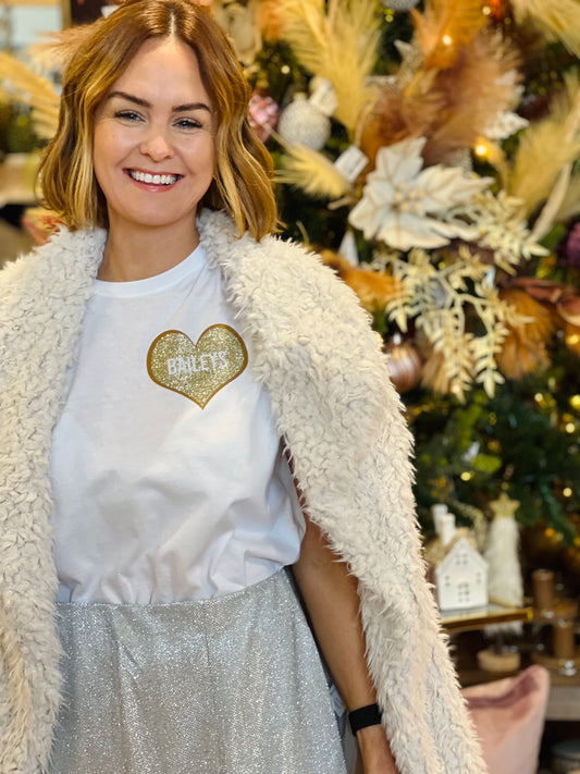BAILEYS CHRISTMAS GLITTER HEART TEE