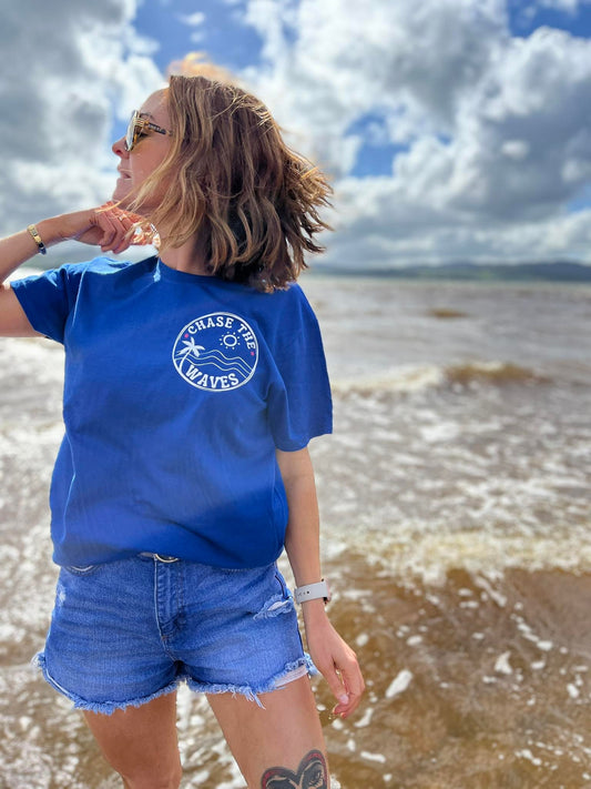 Royal Blue Slogan Beach Tee summer