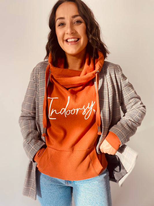 INDOORSY CROSS NECK HOODIE-ThePaperPress