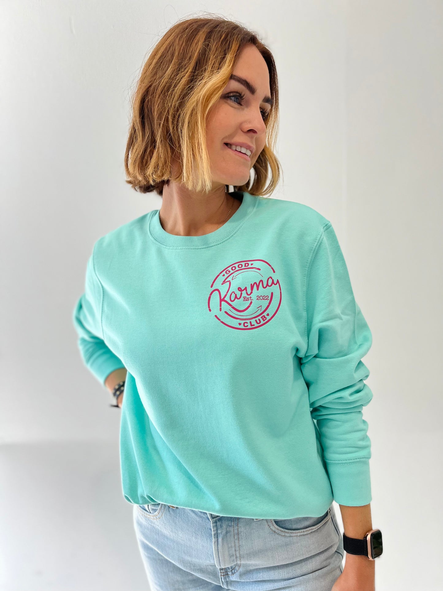 GOOD KARMA CLUB SLOGAN SWEATER