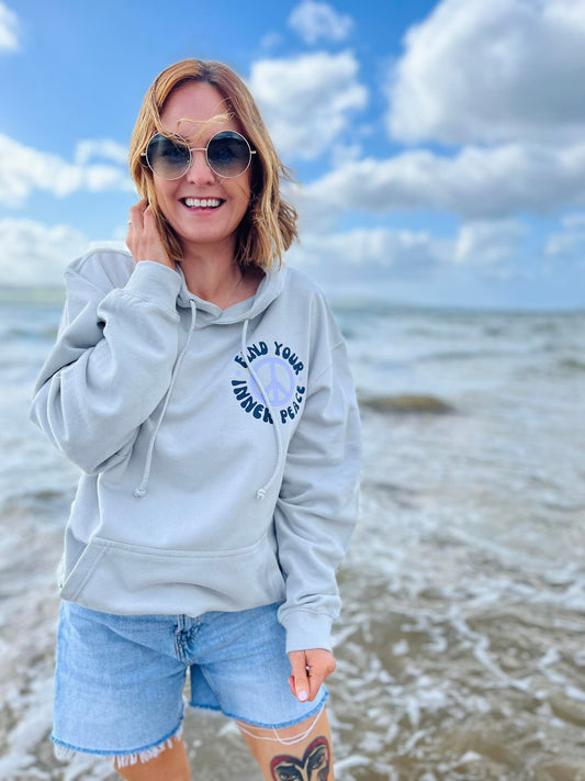 summer slogan inner peace moon grey light college hoodie beach