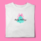 Christmas tree t-shirt with pink bow and happy holidays print. 