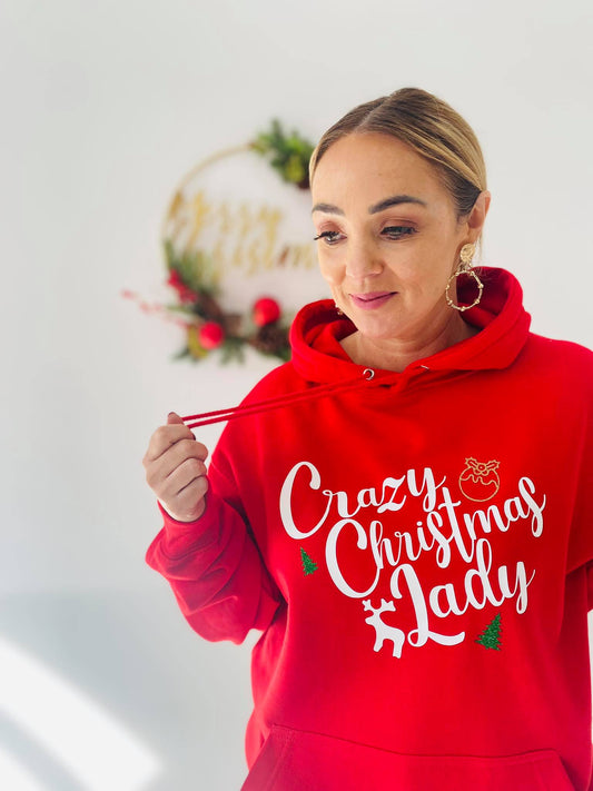 CRAZY CHRISTMAS LADY HOODIE-ThePaperPress