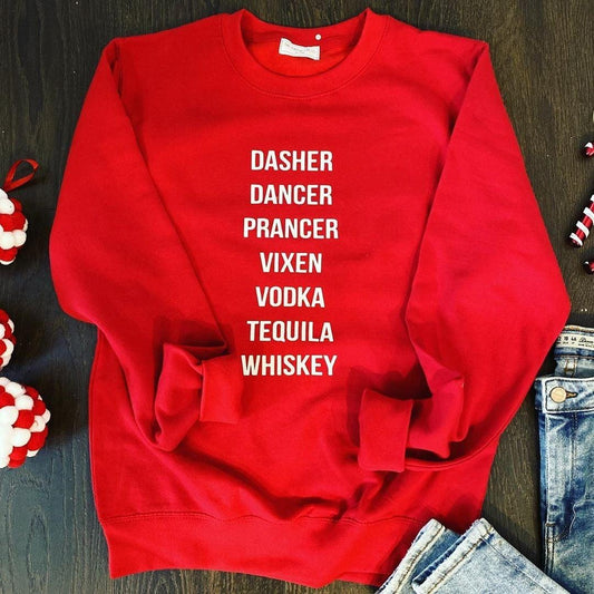 DASHER DANCER VODKA WHISKEY SWEATER